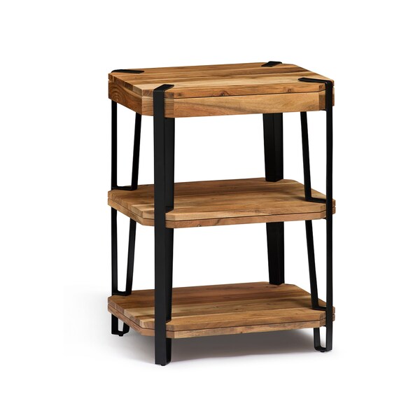 Alaterre Furniture Ryegate Natural Live Edge Solid Wood with Metal 2 Shelf End Table, Natural AWCC0220 - main